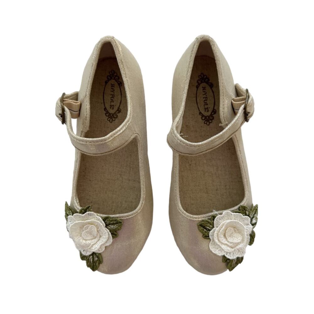 NWOT Joyfolie Gold Flower Lola Mary Jane Flats Size 13 - Picture 2 of 6